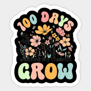 100 Days Of School Teacher 100 Days Watching My Student Grow Sticker